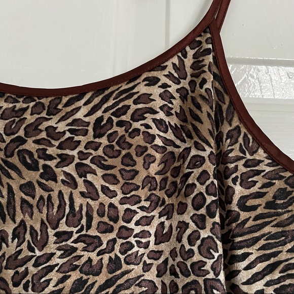 Vintage Y2K Animal Print Velvet Velour /Slip Dress Nightgown - Picture 8 of 9